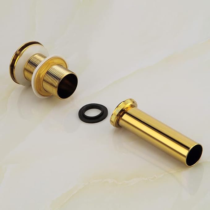 Brass Pop Up Sink Drain Stopper Without Overflow Bathroom Faucet Vessel Vanity Sink Drainer, Brushed Gold