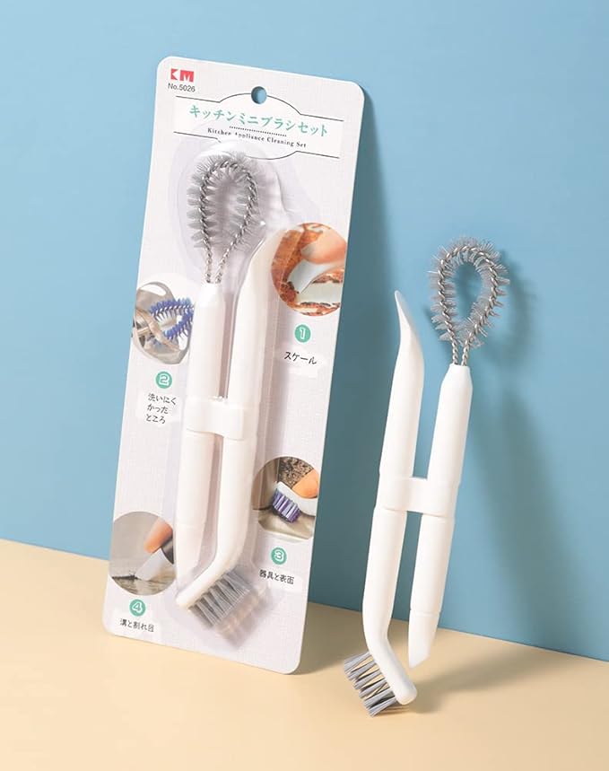 Crevice Cleaning Brushes (White) Deep Clean Set for Kitchen, Appliances, Grout, and Narrow Spaces - Small Detail Scrub Brush for Tile