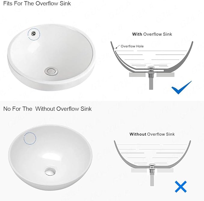 Bathroom Pop Up Drain, Vessel Sink Drain with Removable Stopper and Anti-Clogging Basket Hair Catcher, White Porcelain Cap Vanity Strainer with Overflow, Brushed Nickel
