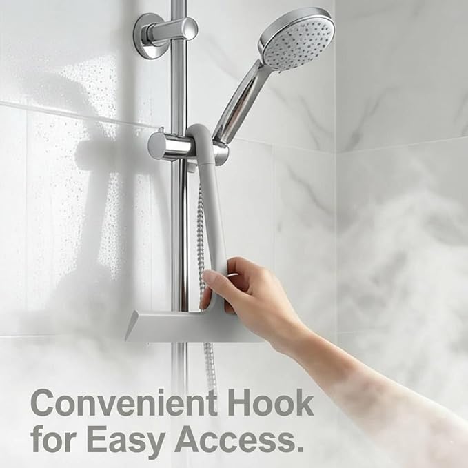 Shower Squeegee for Glass Doors, All-One-Piece Silicone Shower Squeegee with Hook Design for Easy Hanging and Cleaning (Gray)