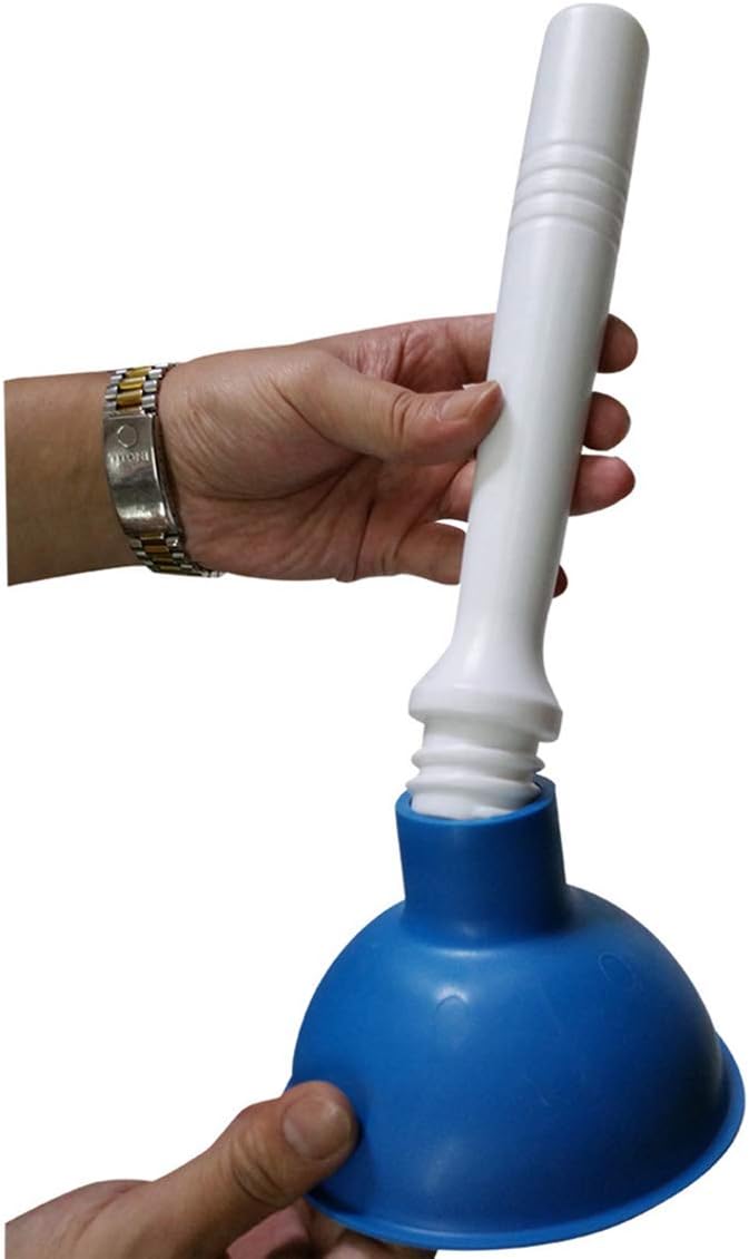 Coralpearl Drain Plunger, Small Hand Force Plumber Helper, Little 4 inch Cup Clog Remover, Tiny Rubber Unclogger in 9" Short Handle for Kitchen Sink, Bathroom Toilet, Shower Bath Tub (Blue + Yellow)