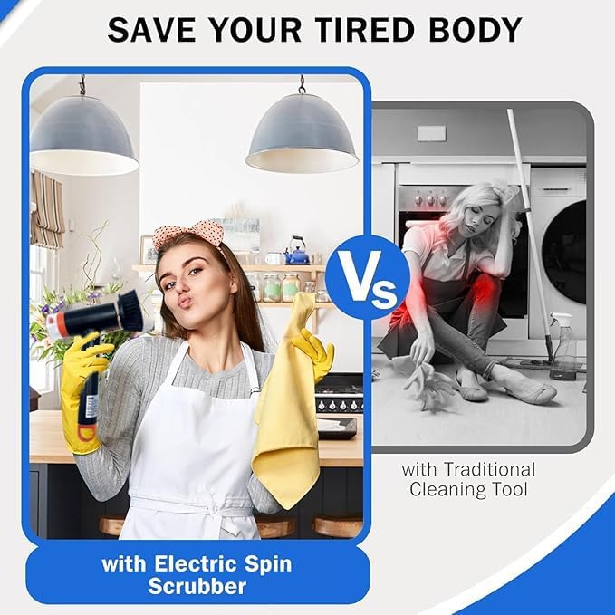 Can add Cleaning Cleaner,Electric Spin Scrubber with Liquid Storage Box, Brush with 5 Replaceable Brush Heads,for Speeds for Bathroom Kitchen Dishes Tub Sink Tile Window Floor Grout, Black
