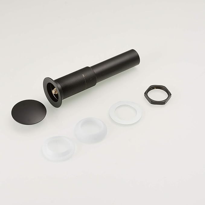 BWE Black Vessel Sink Drain Fits Standard Bathroom Sink Hole 1-1/2" to 1-3/4" Bathroom Faucet Vessel Sink Pop Up Drain Stopper Without Overflow Matte Black