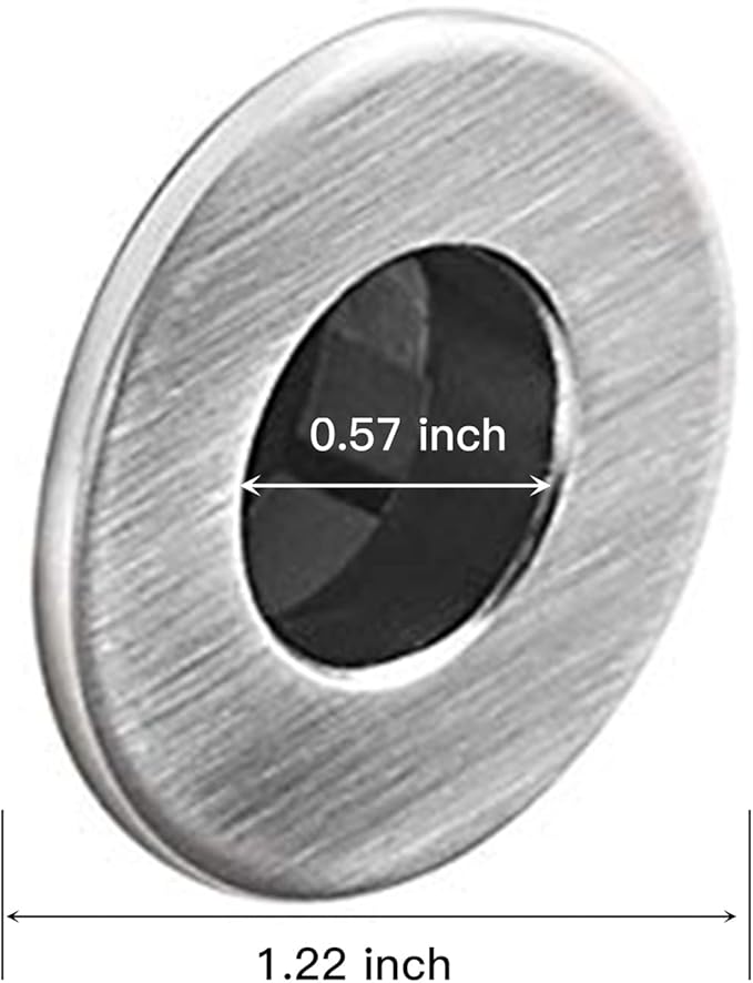 Homevacious Brushed Nickel Sink Basin Trim Overflow Cover Brass Insert in Hole Round Caps Pack of 2