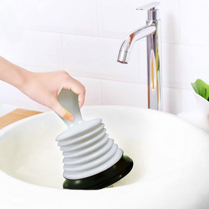 Meadow Lane Small 7" Sink Plunger - Mini Clog Remover for Kitchen & Bathroom Sink Drains - Hand Ergonomic, Space-Saving & Powerful Suction - Universal Fit for Home or Commercial Use, White