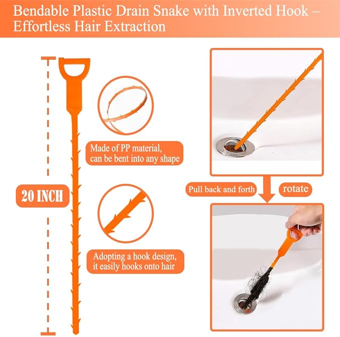 Drain Snake Auger (33 Feet), Plumbing Snake Drain Hair Clog Removal Tool, Heavy Duty Sink Unclogger Drain Cleaner Tool for Bathroom Kitchen Tub Shower with Gloves