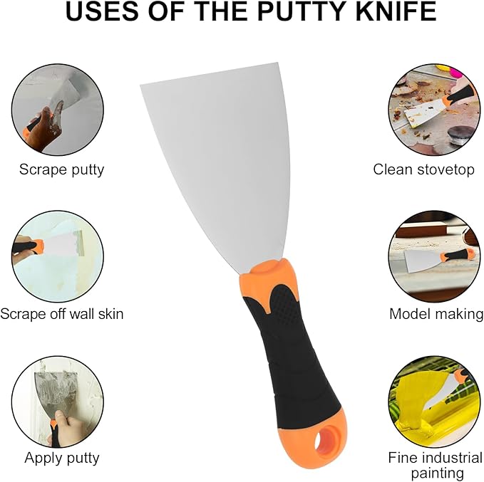 3-Piece Spackle Knife Set: 2", 3",and 5" Professional Putty Knives - Paint Scraper and Drywall Tools for Wall Repair-WEGAZ
