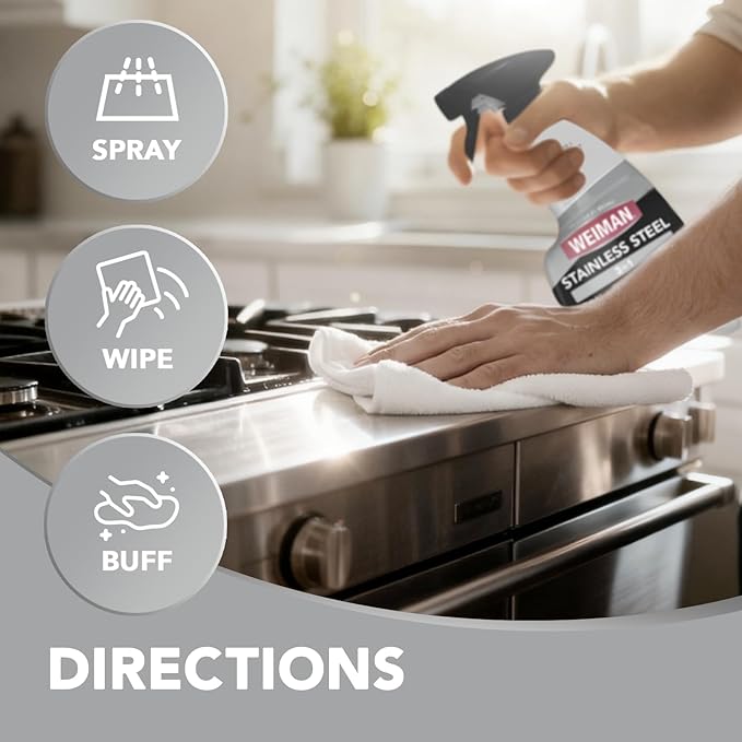 Weiman Stainless Steel Cleaner and Polish - Protects Appliances from Fingerprints and Leaves a Streak-Free Shine for Refrigerator, Dishwasher, Oven, Grill, 22 oz, 6 Pack