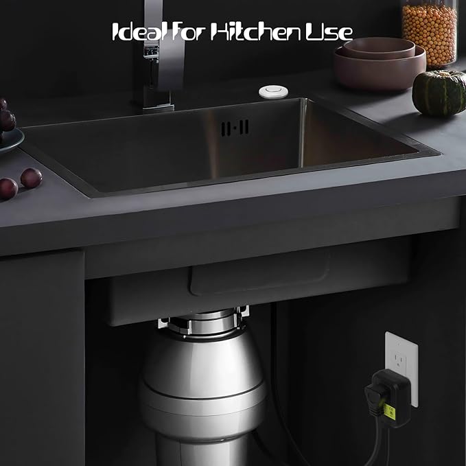 Garbage Disposal Air Switch Kit Sink Top Waste Disposal Long Stainless Steel Polished On/Off Air Button Food and Waste Disposals Part by Etoolcity, UL Listed