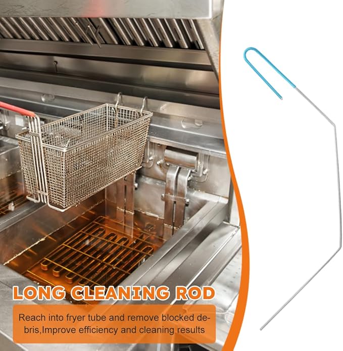 3PCS Brass Bristles Fryer Cleaning Tools L Shaped Fryer Cleaning Brush Long Handle Fryer Basket Cleaning Brush,Deep Fryer Cleanout Rod,Bristles for Grill BBQ Cleaning