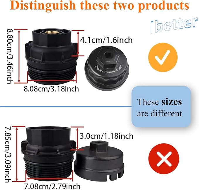 Heavy Duty Oil Filter Wrench for Toyota,Lexus,RAV4,Camry,Tundra,Highlander,Sienna,Cruiser,Venza-Filter Cap Removal Socket Tool for 2.5-5.7L Engines with 64mm Cartridge Style Oil Filter Housings