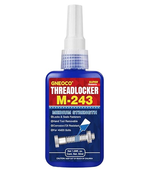 ThreadLocker Blue, Thread Lock Medium Strength Lock Tight for Nuts, Bolts, Fasteners and Metals, Anaerobic Curing Metal Glue to Prevent Loosening and Corrosion (M243-50ml)
