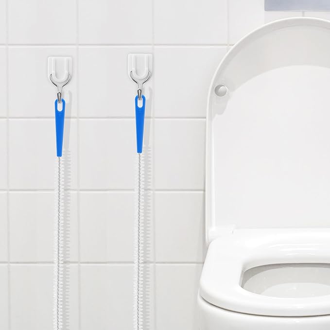 2pcs Sink Drain Cleaner Brush, 23.62 Inches Snake Cleaning Flexible Drain Brush, Long Pipe Drains Clog Remover Hair Cleaning Tool for Toilet, Kitchen Sink, Bathroom Tub, Shower, and Sewer