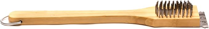 Outset QV40 Verde Collection Grill Brush and Scraper, 14.5 inches, Bamboo Handle