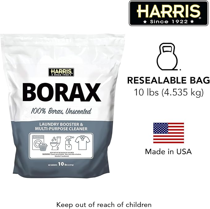 Harris Borax Powder Hard Water Laundry Booster and Multi-Purpose Cleaner, 10lb (Unscented)