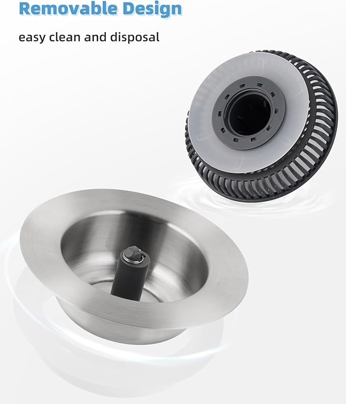 Universal 3 in 1 Kitchen Sink Drain Strainer Stopper Combo, 2PCS Stainless Steel Shell Pop Up Sink Stopper for US Standard 3-1/2 inch Drain Filter, Anti-Clog and Easy Clean