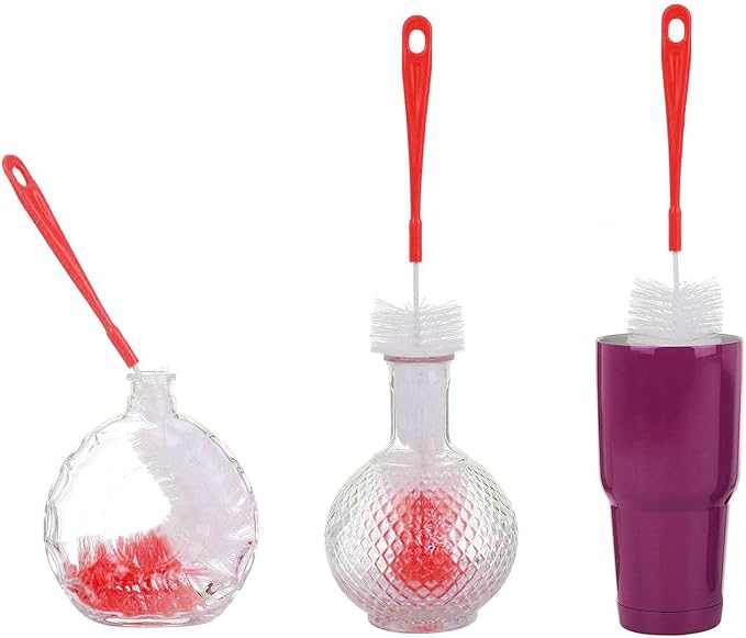 ALINK 16 inch Extra Long Red Bottle Cleaning Brush Cleaner for Washing Narrow Neck Beer/Wine/Thermos/Sport Well, Brewing Bottles, Hummingbird Feeder