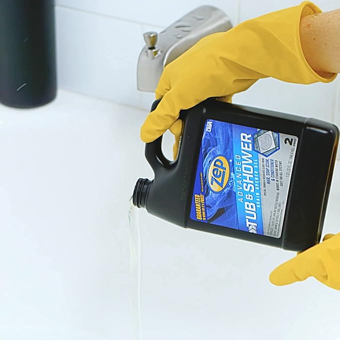Zep Drain Defense Pipe Build-Up Remover (64 Ounces) and Advanced Tub & Shower Drain Opener Gel (32 Ounce)