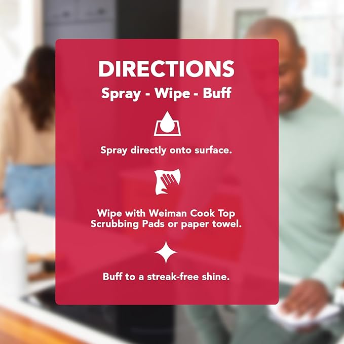 Weiman Daily Cooktop Cleaner with Microfiber Cloth Included for Glass Ceramic and Induction Cook Tops, 22oz