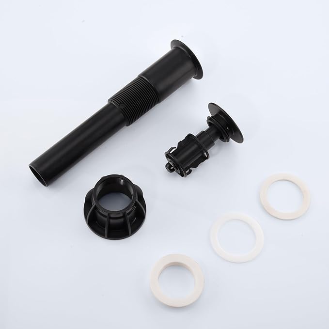 Vessel Sink Drain Without Overflow, Plastic Bathroom Pop up Sink Drain Fit for 1 3/4 Inch Vessel Sink, Built-in Anti Clogging Sink Stopper, Matte Black