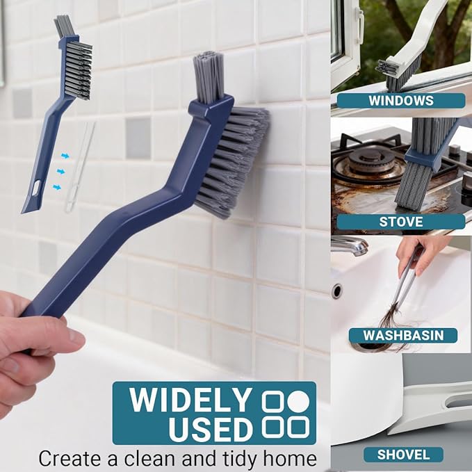 11PCS Crevice Cleaning Brush Set, Hard Bristle Gap Cleaning Tool, Deep Clean Brush for Kitchen Bathroom Sink Grout Corner Crevice & Tight Spaces
