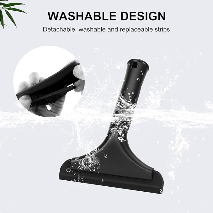 SetSail Shower Squeegee for Glass Doors Small Squeegee for Shower Glass Door Mini Silicone Squeegee for Car Window Cleaning 2 Packs, All Black