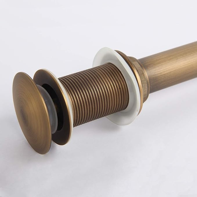 Flybath Sink Drain Antique Brass Bathroom Faucet Large Pop Up Vessel Basin Sink Drain Stopper Without Overflow