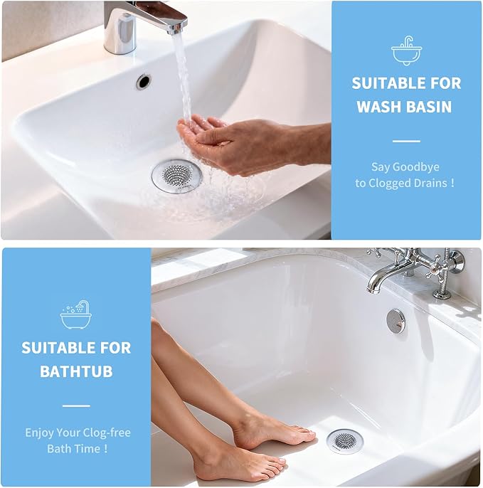 TRAPMATE Shower Drain Hair Catcher, 2.8" Fast Drainage Bathtub Stopper Drain Strainer Kit, Stainless Steel Shower Drain Cover, Bathtub Drain Protector For Sinks & Tubs (Patented Product)
