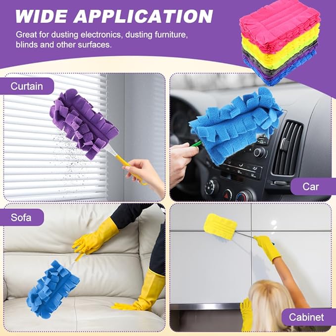 14 Pcs Duster Refill Fleece Refills for Swiffer, Dry/Wet Dual Use Clean Heads Reusable Fleece Duster Pads Refills for Ceiling Fan, Hardwoods Window Kitchen Floor