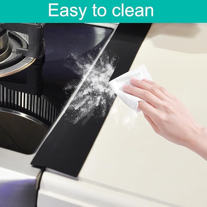 Mofason Stove Counter Gap Cover, 2 Pack Kitchen Silicone Oven Gap Filler – 25 Inches Countertop Strips Gap Guard, Easy to Clean (Black)