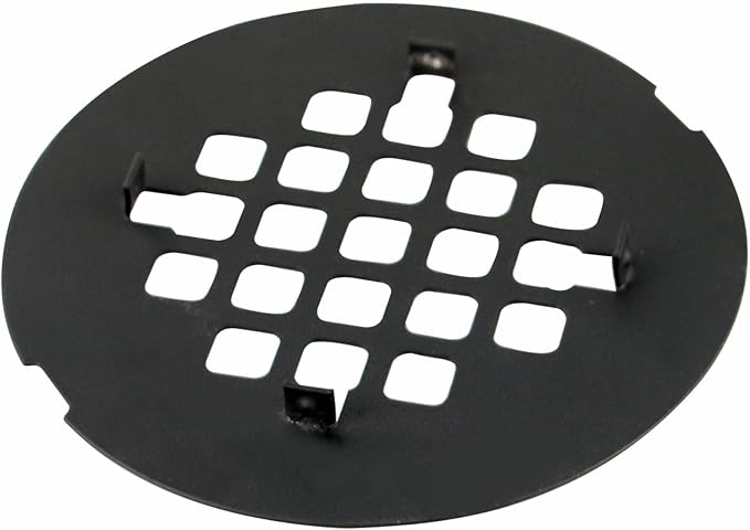 Matte Black Snap-in Shower Drain Cover Replacement, Welsan Stainless Steel 4-1/4" OD Round Shower Strainer Grid Easy to Install