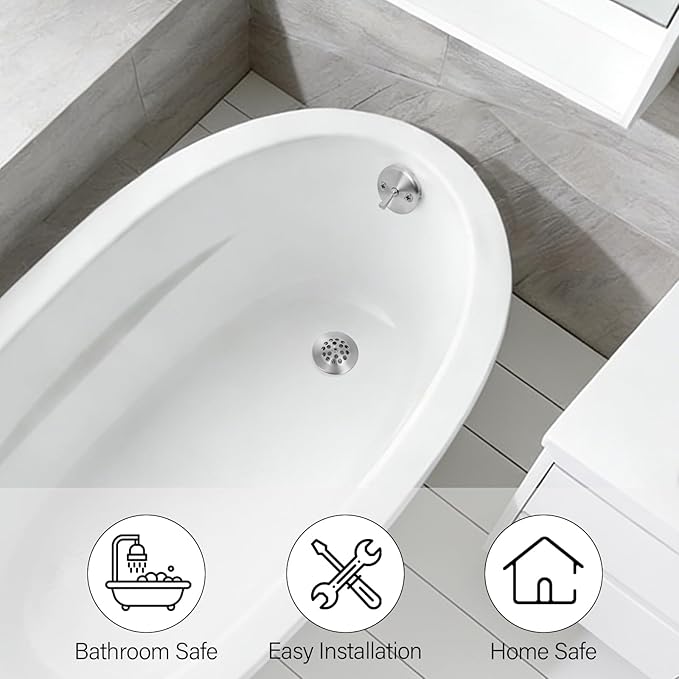 Brushed Nickel Trip Lever Bathtub Drain Tub Trim Set with Trip Lever Overflow Face Plate, Bathroom Tub Drains Replacement Conversion Tub Drain Kit Assembly with Universal Fine Coarse Thread