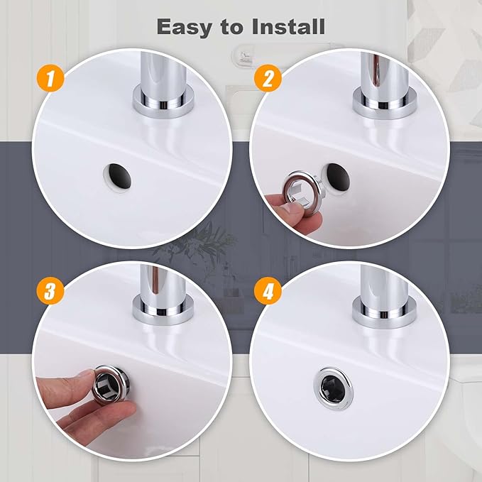 ARCORA 6 Pack Sink Overflow Ring, Bathroom Kitchen Sink Basin Trim Overflow Cover Hole Insert Cap Chrome