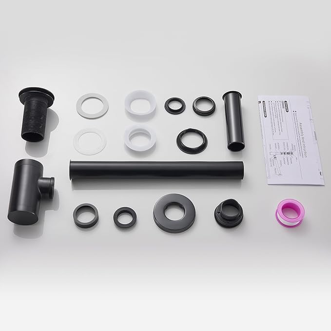 Solid Brass Adjustable 1-1/4 Bottle Trap Without Overflow Drain Stopper Set, Bathroom Sink P-Trap Complete Set Sink Drain Kit Tube, Oil Rubbed Bronze