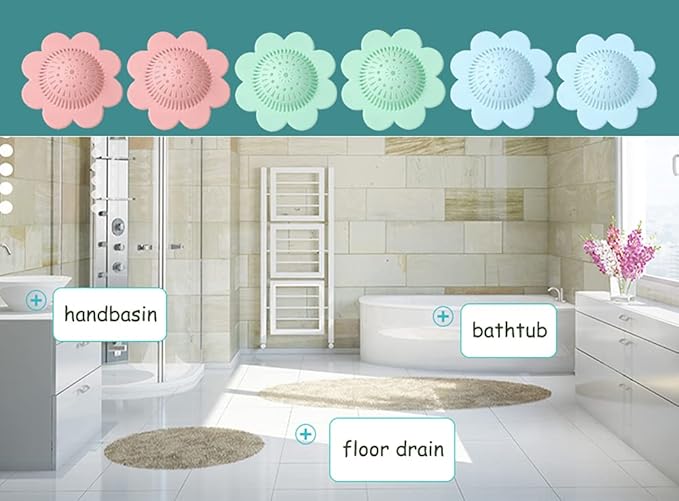 4PCS Drain Hair Catcher Shower Drain Covers Durable Silicone Hair Stopper,Bathtub and Shower Drain Protectors for Bathroom Bathtub and Kitchen