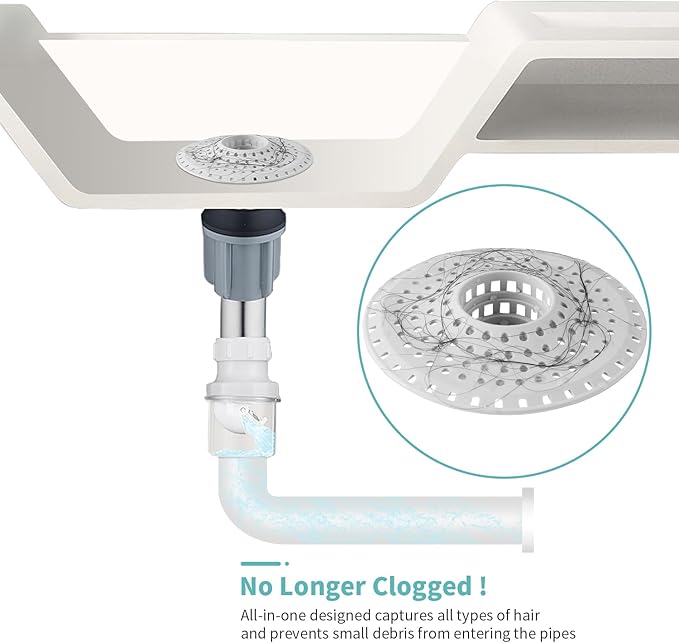 Aluvor Bathtub Drain Hair Catcher,Silicone Tub Hair Catcher Drain Protector,All-in-one Shower Hair Drain Catcher Strainer for 1.48'' to 1.76'' Regular Drains, 3PCS/Grayish-White