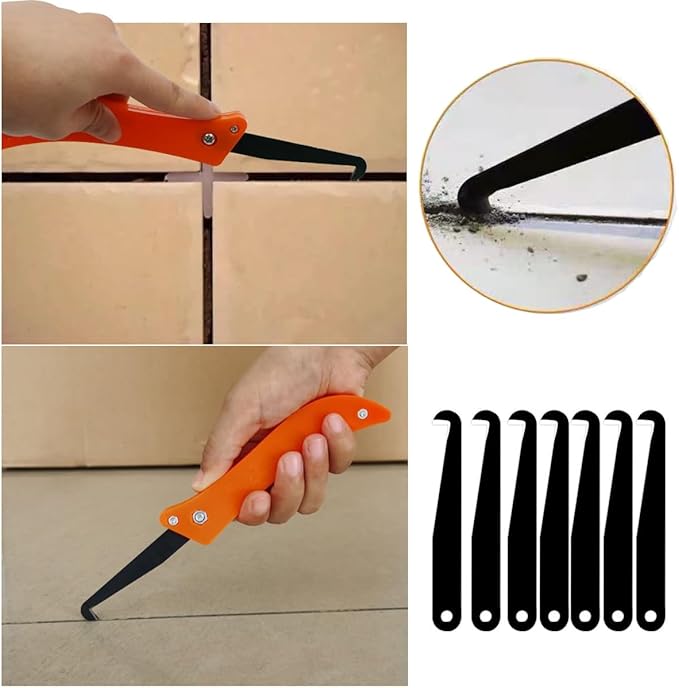 10 Pack Grout Remover Blade Replacement Knife Hook for Grout Removal Tool Cleaner Scraping Rake Tile Seam Cleaning Grout Lines Joints Hand Saw Caulking Application