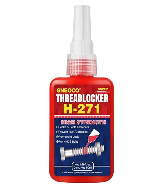 ThreadLocker Red, Thread Lock High Strength Lock Tight for Nuts, Bolts, Fasteners and Metals, Anaerobic Curing Metal Glue to Prevent Loosening and Corrosion (H271-50ml)