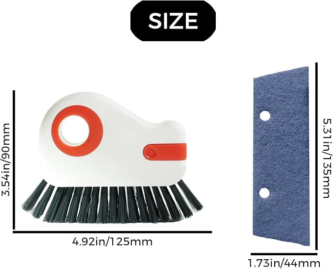 2 Sets Window Track Cleaner Tools, 2-in-1 Groove Cleaning Brush with Scraper & Dustpan, Hard Bristle Crevice Brush for Sliding Door, Window Sill, Shower Seal, Reusable Deep Cleaning Tools