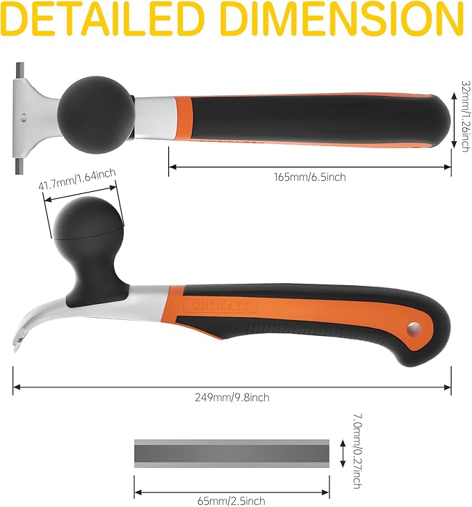 2-1/2" Heavy-Duty Premium Ergonomic Carbide Scraper Tool, Removal on Dry Glaze, Stains, Putty, Scratches, Rust, Paint, Glue, Varnish, Resin, Suitable for Various Surfaces, Wood, Metal, Glass & Floors