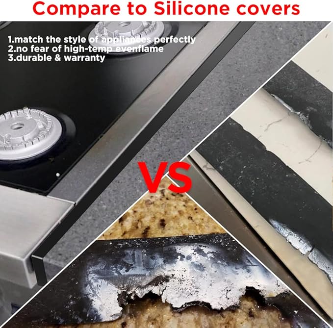 2 Pcs 316 Stove Gap Covers Stainless Steel Stove Gap Filler Range Trim Kit Between Oven and Countertop Dishwasher Dryer Heat Resistant and Easy to Clean (23'4 Mirror black)