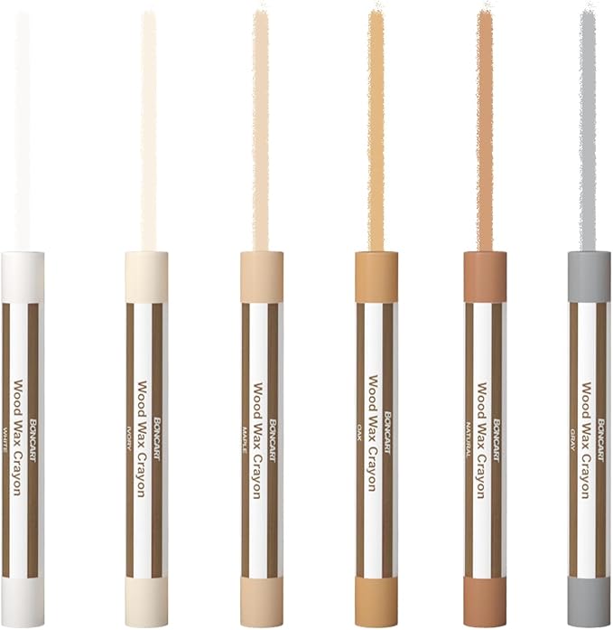 Wood Filler Sticks,6 Colors Wood Wax Crayons,Easy Repair Scratches, Scuffs, Cracks and Nail Holes on Wood Furniture, Floors, Cabinets, Tables, and Doors