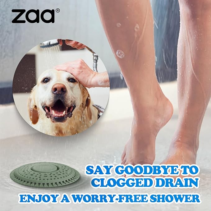 zaa Shower Drain Hair Catcher, 2 Pack Premium Silicone Drain Protector & Shower Drain Cover, Shower Installation Kits for Flat Drains of Shower Room, Bathroom, Dark Green