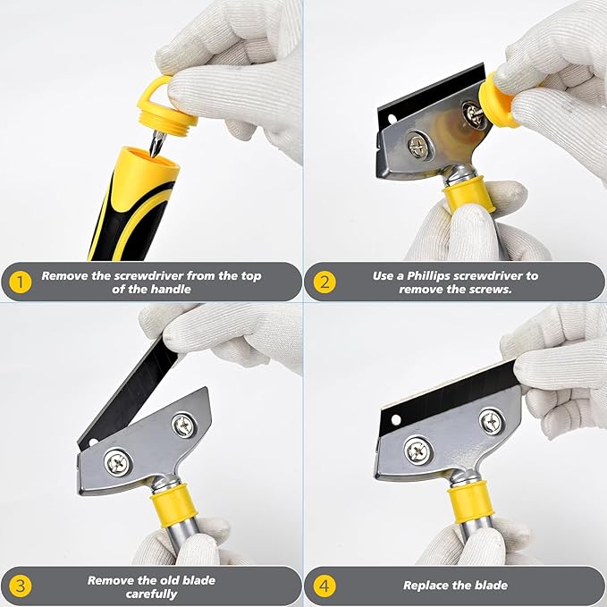 EHDIS Razor Blade Scraper,4 Inch Razor Blade Scraper Tool Tile Paint Scraper Floor Wall Paper Removal Smoothing Scraper for Wood,Window Glass Wallpaper Remover,Painting Stripping, Adhesive Removal