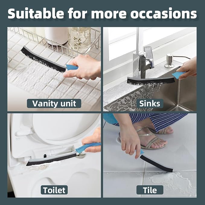 Toilet Brush, 2 Pcs Bathroom Cleaning Brush, Toilet Scrubber, Deep Toilet Bowl Brush with Hanging Hole, Multifunctional Gap Cleaning Brush, Bristles for Kitchen Sinks, Tub,Shower (6, Light Blue)
