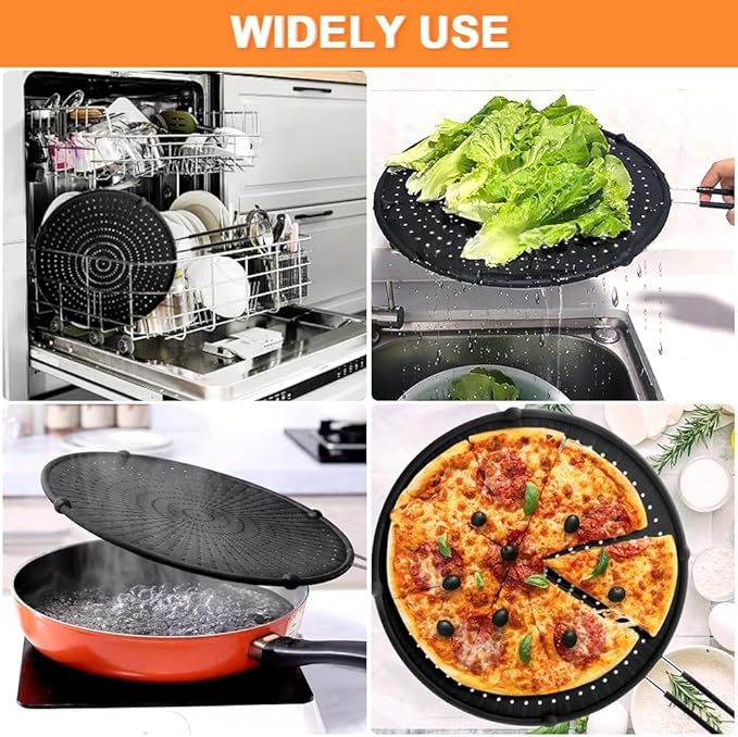 Silicone Splatter Screen for Frying Pan,Grease Splatter Guard,Heat-Resistant Splatter Guards for Cooking,Dishwasher Safe (9.8", 11.4", 13")