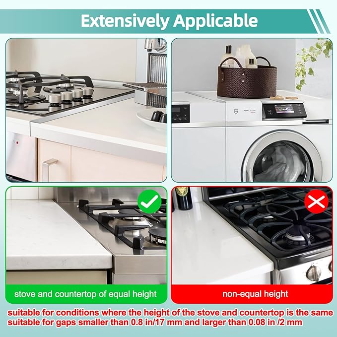 Windspeed 2 Pack Stove Gap Covers Stainless Steel Stove Counter Gap Cover for Stove Gap Filler Gap Covers Between Stove and Counter Edge Gap Cover Length 13.8" to 27.6"