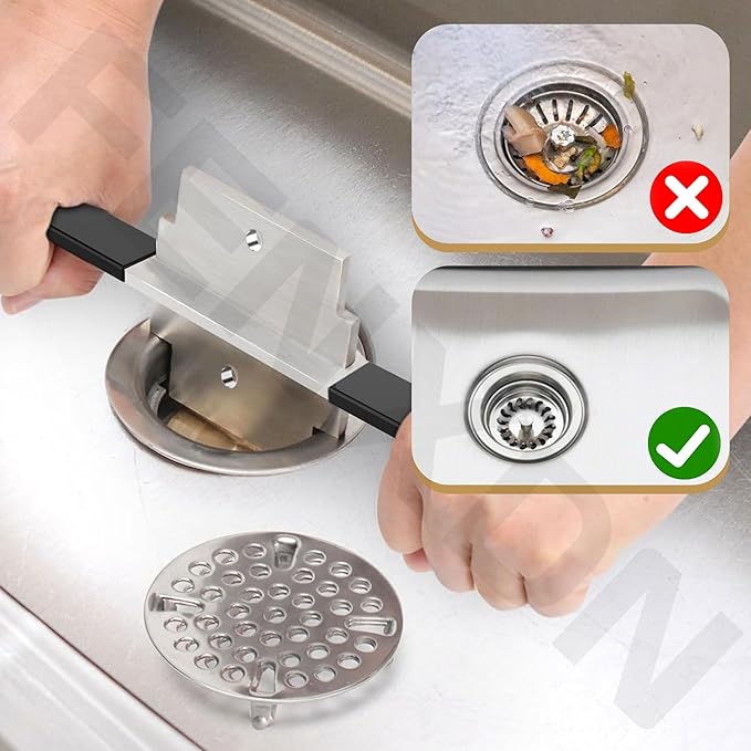 Waste Drain Tool for 3 Tier Sink in Commercial Kitchens, Silvery, Twist and Lever Mechanism, Waste Drain Installation and Removal Tool