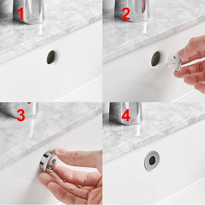 BWE Brushed Nickel Sink Basin Trim Overflow Cover Brass Insert in Hole Round Caps