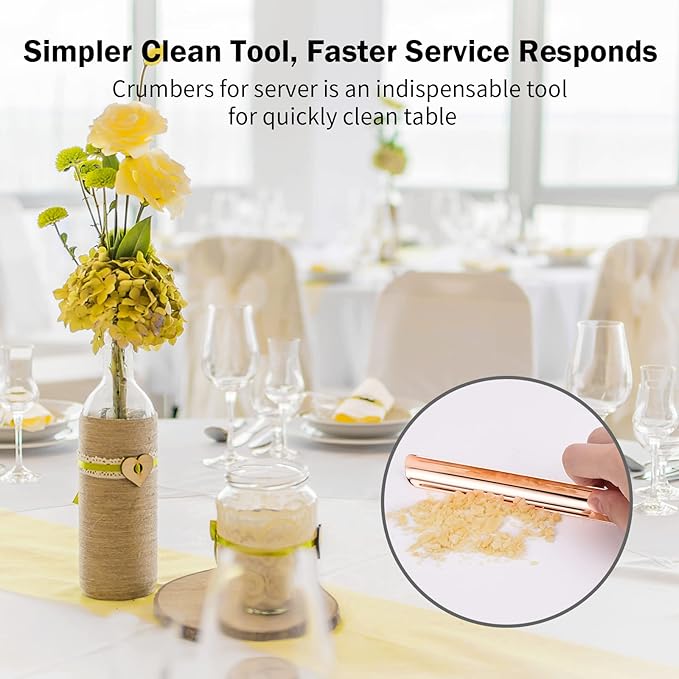 Restaurant Crumb Sweeper, Crumbers for Servers, Bread Scraper for Crumbs on Table & Tablecloths, Restaurant Supplies for Kitchen, Server Tools for Waiters, Waitresses and Server (5 PACK, Rose Gold)